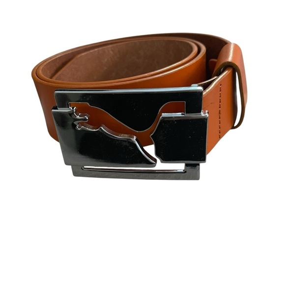 Puma Oringe Leather Belt with Silver Logo - Picture 2 of 7